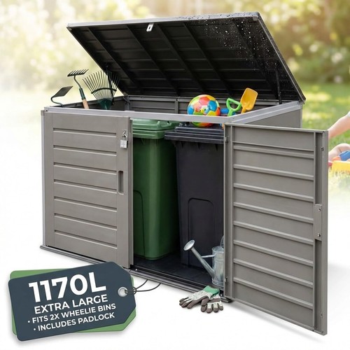 Wheelie bin storage shed - storage, 1170l