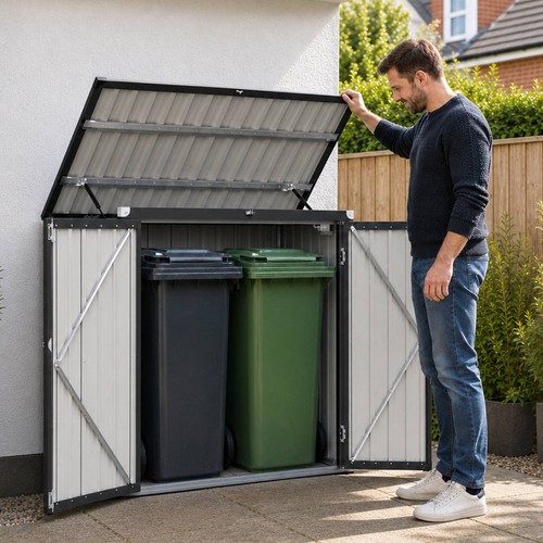 Metal double wheelie bin - metal,