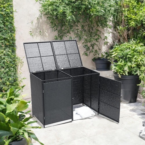 Double wicker wheelie bin - pe,