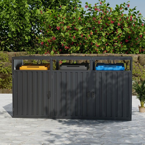 Black triple dustbin sheds - triple,