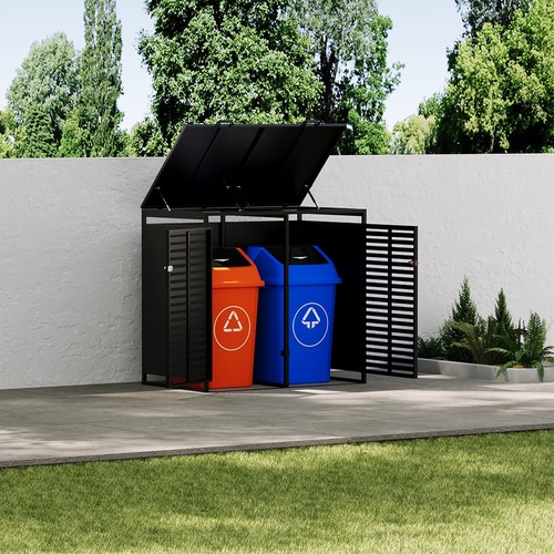 Metal outdoor garden dustbin - outdoor,