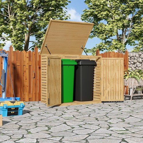 Outdoor wooden wheelie - wooden, bin