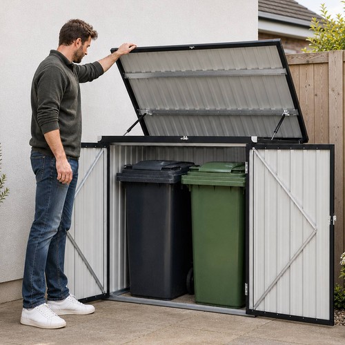 Metal double wheelie - wheelie, bin