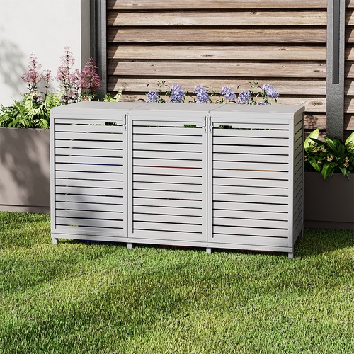 Wooden triple wheelie bin - triple,